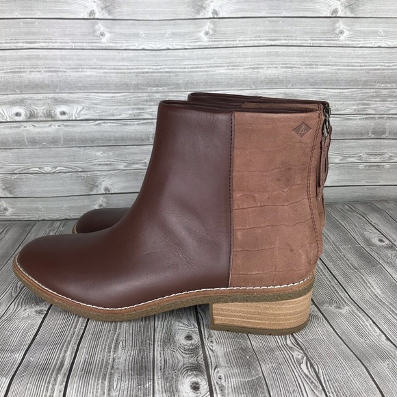 Sperry size 9 Maya Belle brown tan leather croc Chelsea boots - Picture 4 of 11